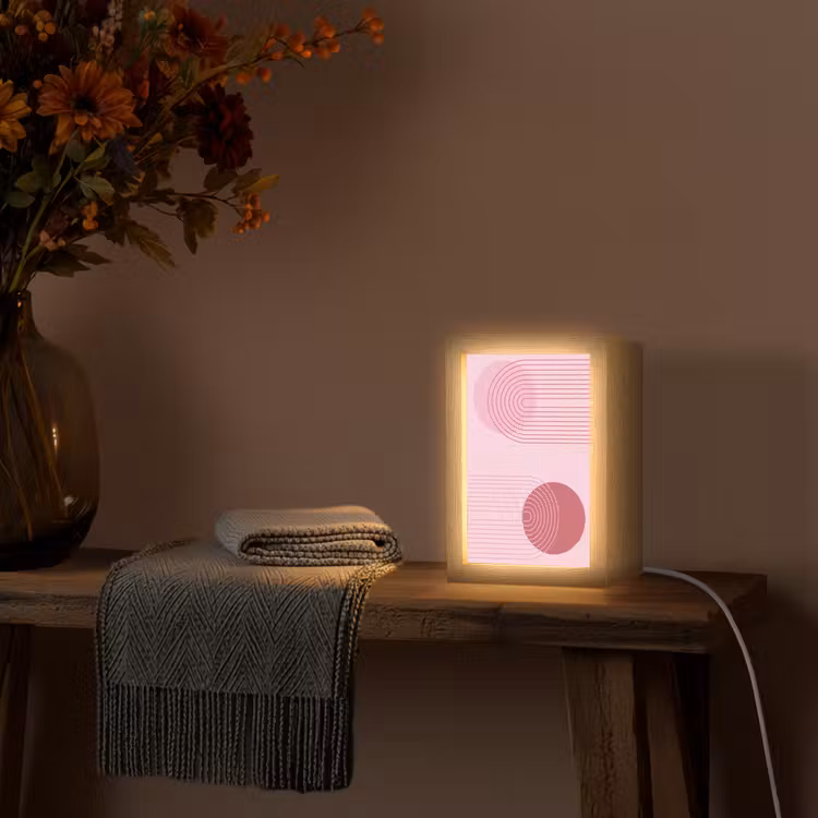 Personalisierte Lightbox - Formen – Linien – Minimalistisch – Rosa - Vormen - Lijnen - Minimalistisch - Roze Light Box met kabel (Tafellamp) klein