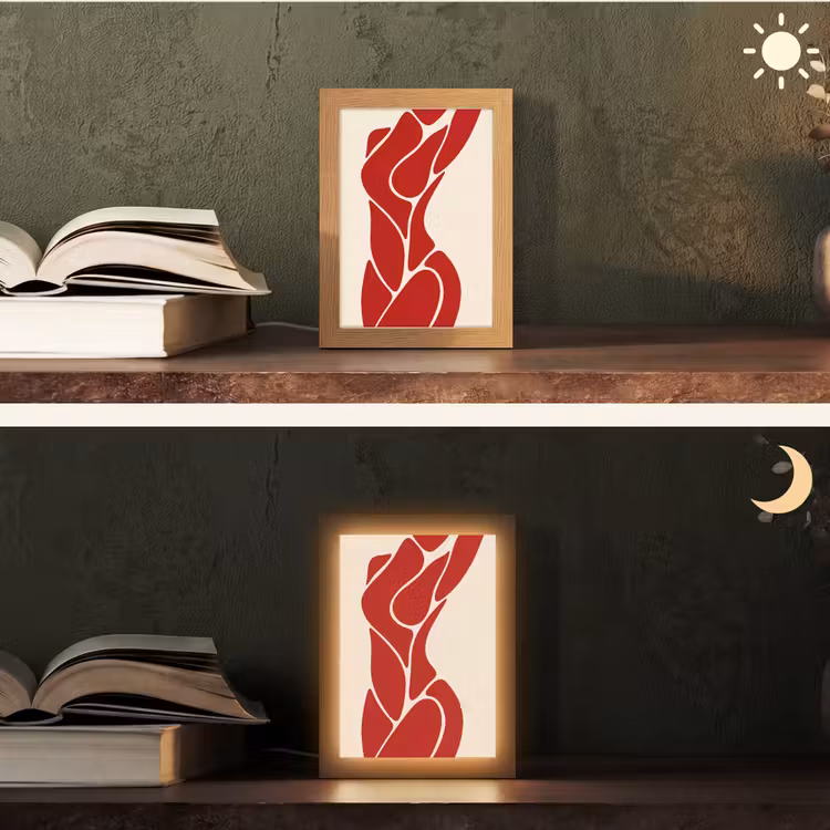Personalisierte Lightbox - Frau – Figur – Abstrakt – Modern – Rot - Vrouw - Figuur - Abstract - Modern - Rood Light Box met kabel (Tafellamp) klein