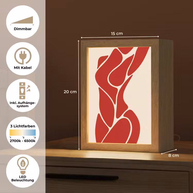 Personalisierte Lightbox - Frau – Figur – Abstrakt – Modern – Rot - Vrouw - Figuur - Abstract - Modern - Rood Light Box met kabel (Tafellamp) klein