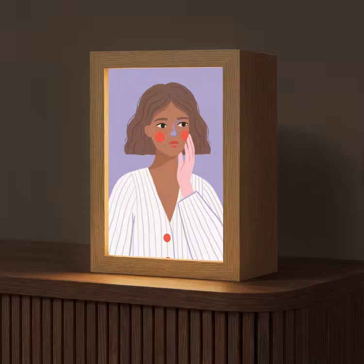 Personalisierte Lightbox - Frau – Gesicht – Menschen – Abstrakt – Bunt - Vrouw - Gezicht - Mensen - Abstract - Kleurrijk Light Box met kabel (Tafellamp) klein