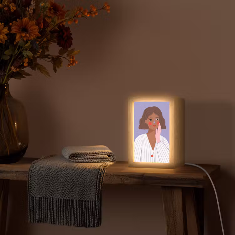 Personalisierte Lightbox - Frau – Gesicht – Menschen – Abstrakt – Bunt - Vrouw - Gezicht - Mensen - Abstract - Kleurrijk Light Box met kabel (Tafellamp) klein