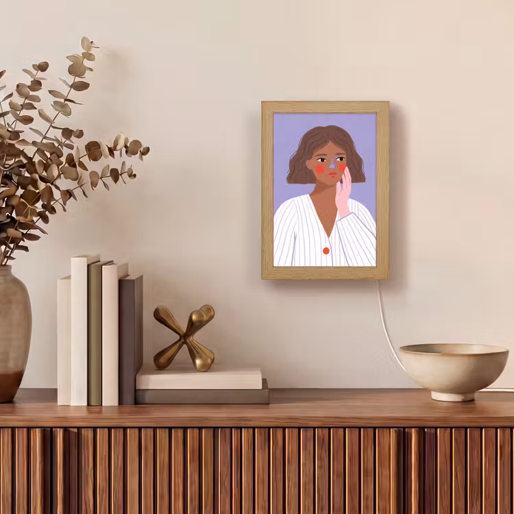 Personalisierte Lightbox - Frau – Gesicht – Menschen – Abstrakt – Bunt - Vrouw - Gezicht - Mensen - Abstract - Kleurrijk Light Box met kabel (Tafellamp) klein