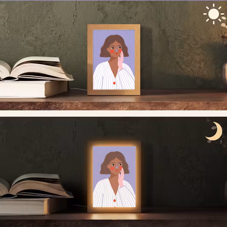 Personalisierte Lightbox - Frau – Gesicht – Menschen – Abstrakt – Bunt - Vrouw - Gezicht - Mensen - Abstract - Kleurrijk Light Box met kabel (Tafellamp) klein