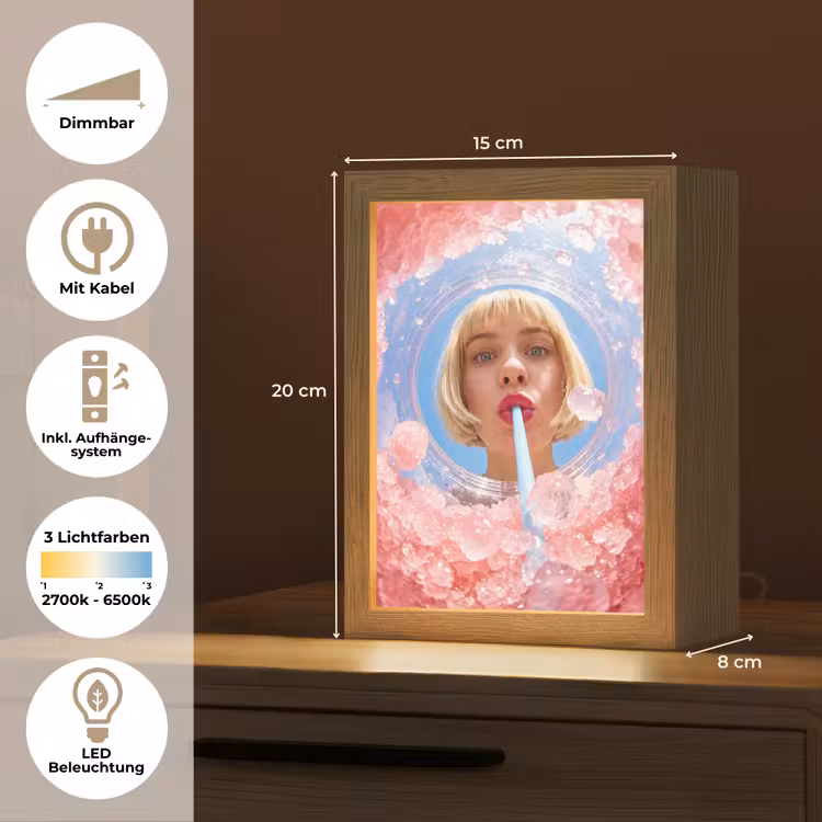 Vrouw - Drank - Zomer - Roze - Blauw Light Box met kabel (Tafellamp) klein -USP_DE