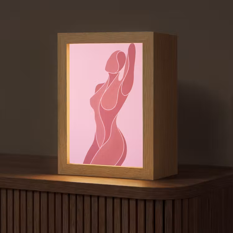Personalisierte Lightbox - Frau – Körper – Abstrakt – Rosa - Vrouw - Lichaam - Abstract - Roze Light Box met kabel (Tafellamp) klein
