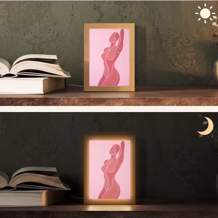 Personalisierte Lightbox - Frau – Körper – Abstrakt – Rosa - Vrouw - Lichaam - Abstract - Roze Light Box met kabel (Tafellamp) klein