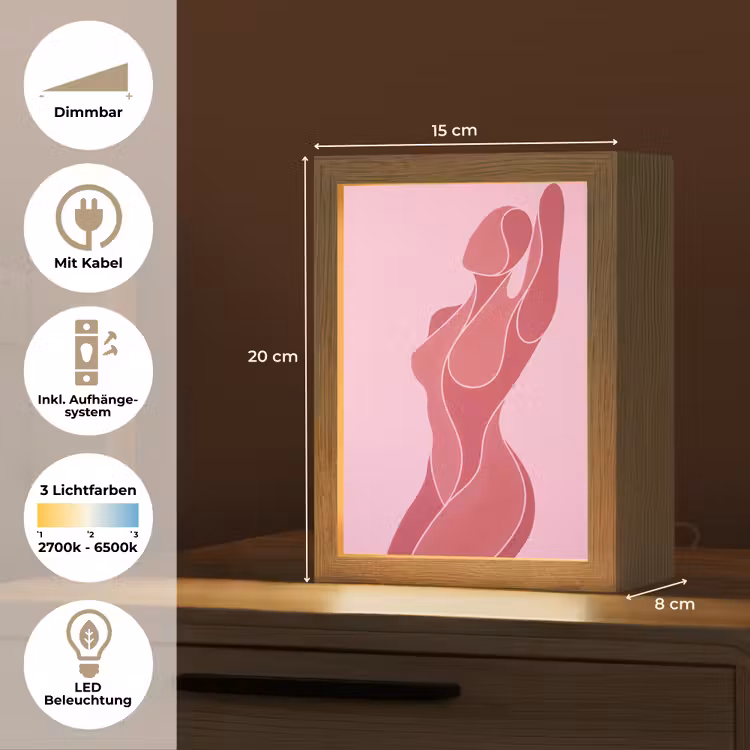 Personalisierte Lightbox - Frau – Körper – Abstrakt – Rosa - Vrouw - Lichaam - Abstract - Roze Light Box met kabel (Tafellamp) klein