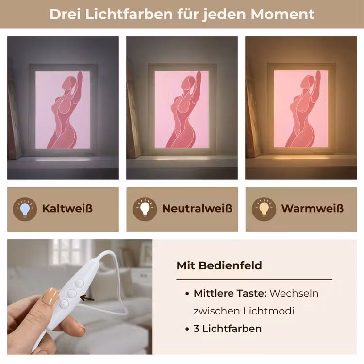 Personalisierte Lightbox - Frau – Körper – Abstrakt – Rosa - Vrouw - Lichaam - Abstract - Roze Light Box met kabel (Tafellamp) klein