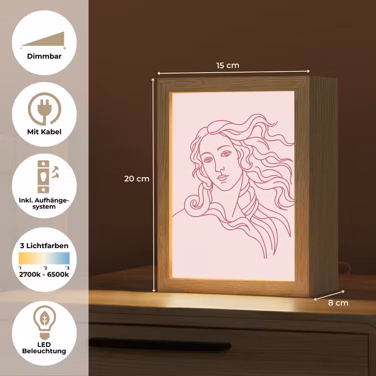 Personalisierte Lightbox - Frau – Porträt – Klassisch – Strichzeichnung – Rosa — 6