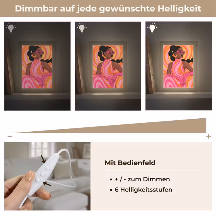 Personalisierte Lightbox - Frau – Porträt – Kunst – Abstrakt – Rosa - Vrouw - Portret - Kunst - Abstract - Roze Light Box met kabel (Tafellamp) klein