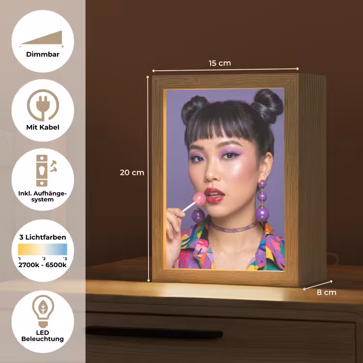 Vrouw - Portret - Make-up - Paars - Levendig Light Box met kabel (Tafellamp) klein -USP_DE