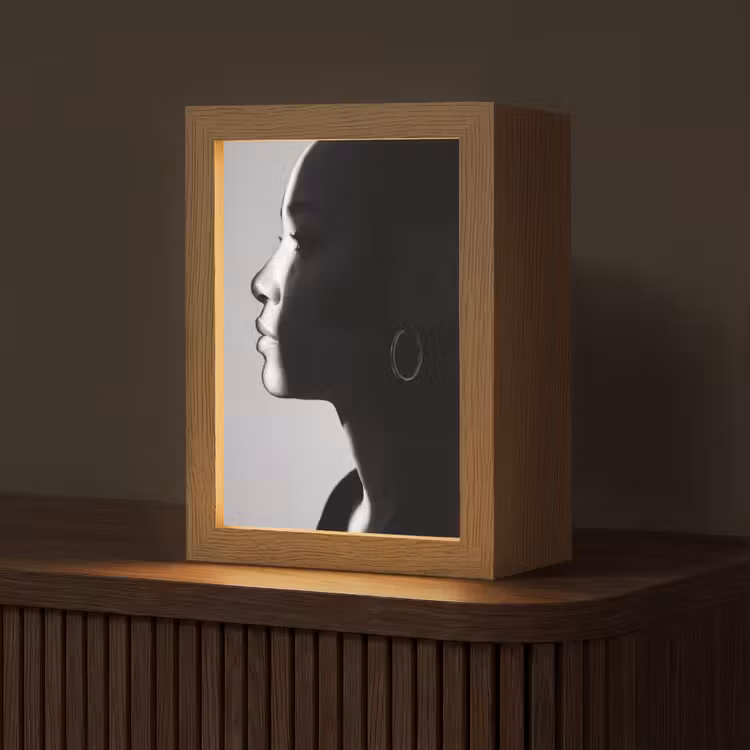 Vrouw - Profiel - Mensen - Zwart-wit Light Box met kabel (Tafellamp) klein -z3d_website