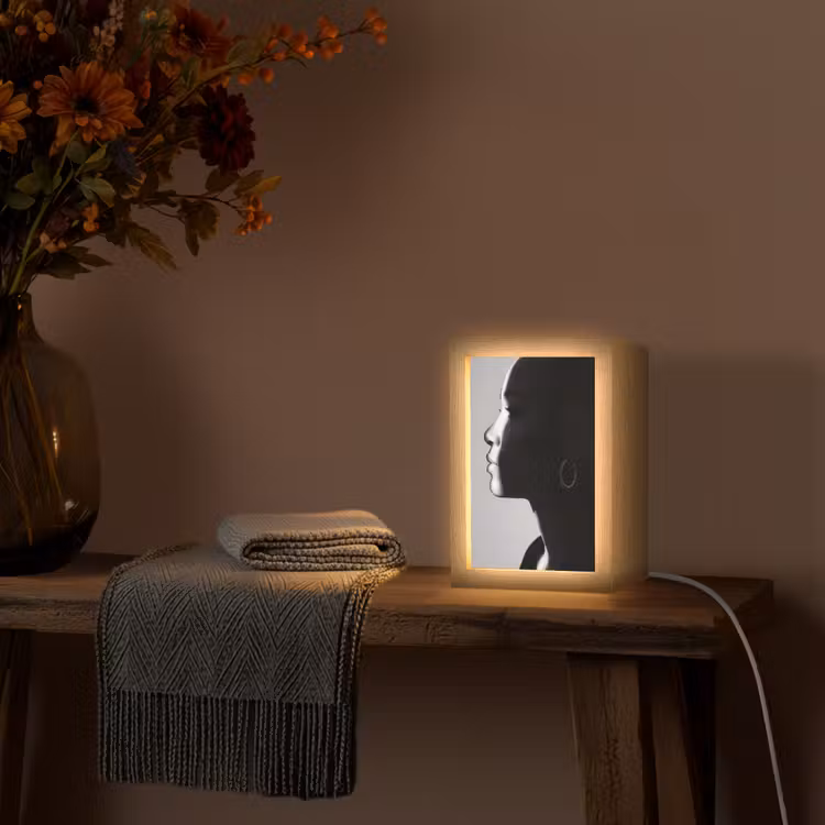 Vrouw - Profiel - Mensen - Zwart-wit Light Box met kabel (Tafellamp) klein -sfeer4