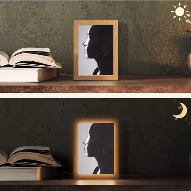 Vrouw - Profiel - Mensen - Zwart-wit Light Box met kabel (Tafellamp) klein -sfeer3