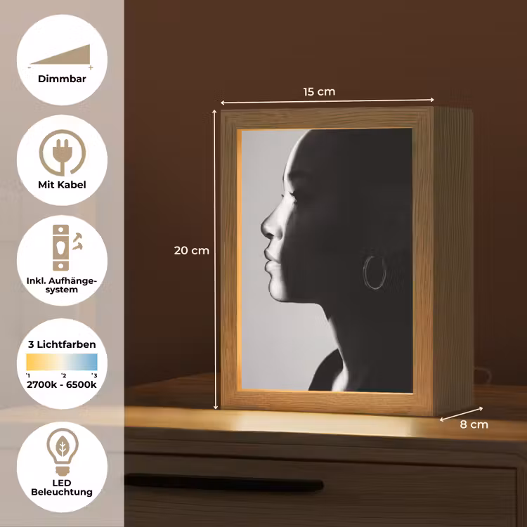 Vrouw - Profiel - Mensen - Zwart-wit Light Box met kabel (Tafellamp) klein -USP_DE
