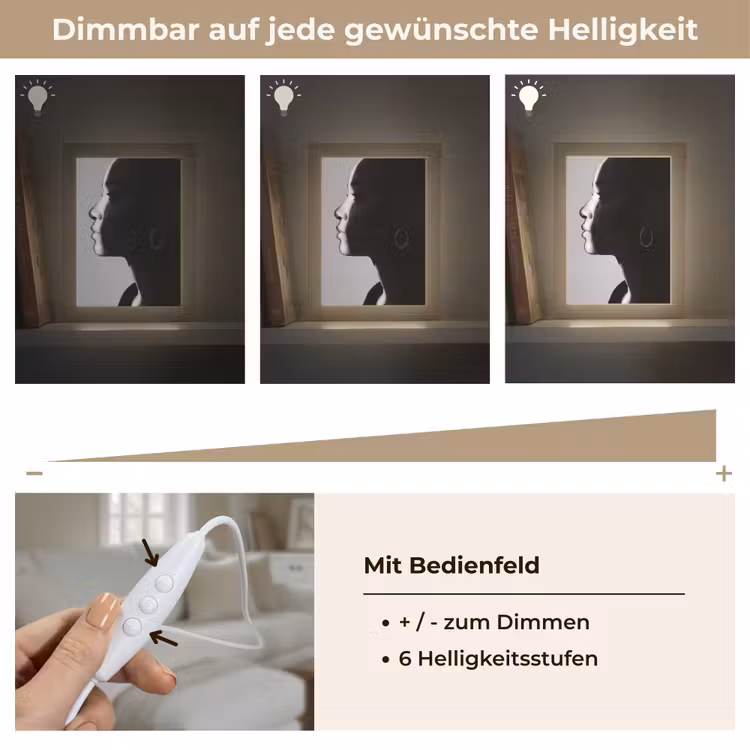 Vrouw - Profiel - Mensen - Zwart-wit Light Box met kabel (Tafellamp) klein -USP_dimbaarDE