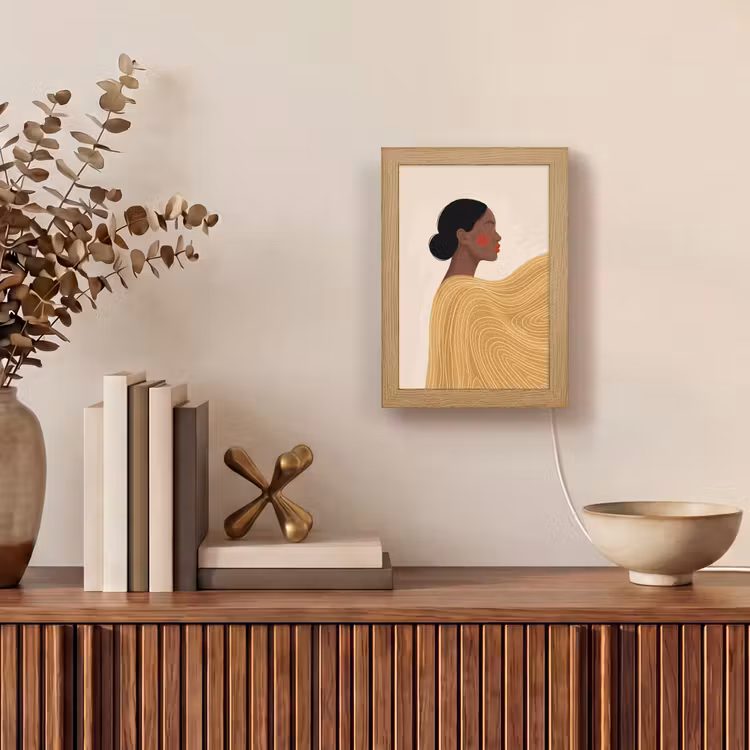 Personalisierte Lightbox - Frau – Profil – Modern – Abstrakt – Kunst - Vrouw - Profiel - Modern - Abstract - Kunst Light Box met kabel (Tafellamp) klein