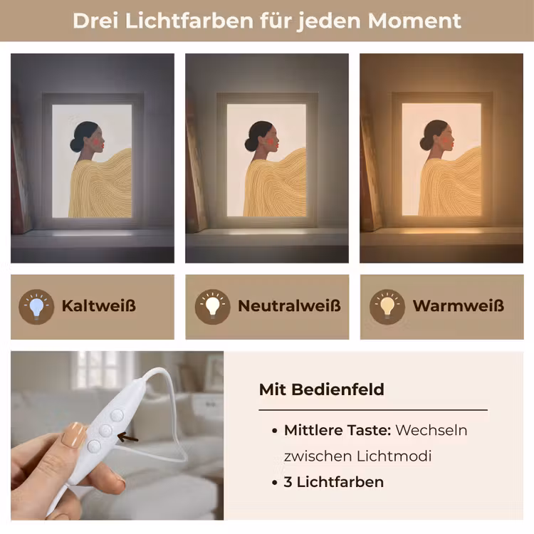 Personalisierte Lightbox - Frau – Profil – Modern – Abstrakt – Kunst - Vrouw - Profiel - Modern - Abstract - Kunst Light Box met kabel (Tafellamp) klein