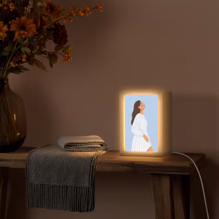 Personalisierte Lightbox - Frau – Profil – Ruhe – Modern – Illustration - Vrouw - Profiel - Rust - Modern - Illustratie Light Box met kabel (Tafellamp) klein