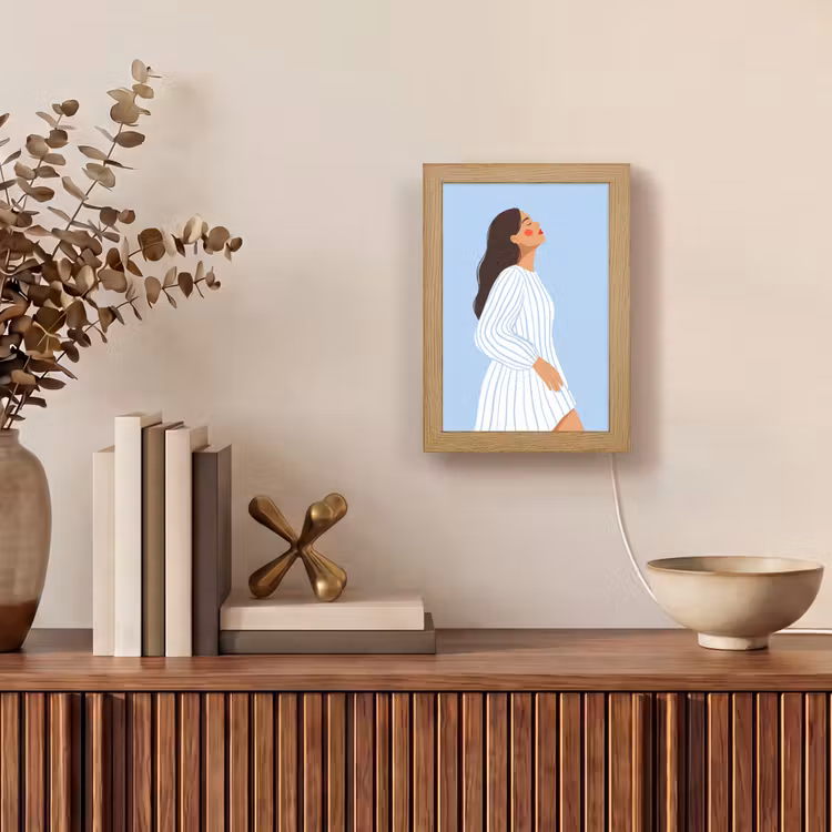 Personalisierte Lightbox - Frau – Profil – Ruhe – Modern – Illustration - Vrouw - Profiel - Rust - Modern - Illustratie Light Box met kabel (Tafellamp) klein