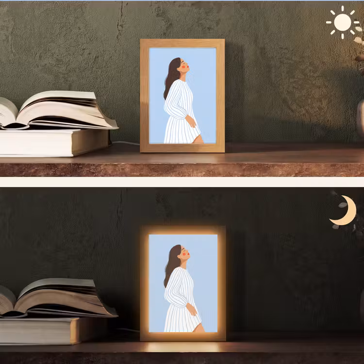 Personalisierte Lightbox - Frau – Profil – Ruhe – Modern – Illustration - Vrouw - Profiel - Rust - Modern - Illustratie Light Box met kabel (Tafellamp) klein
