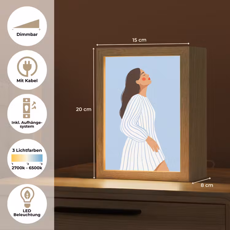 Personalisierte Lightbox - Frau – Profil – Ruhe – Modern – Illustration - Vrouw - Profiel - Rust - Modern - Illustratie Light Box met kabel (Tafellamp) klein