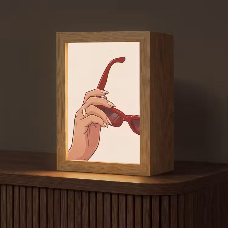 Personalisierte Lightbox - Frau – Sonnenbrille – Mode – Rot – Illustration — 1