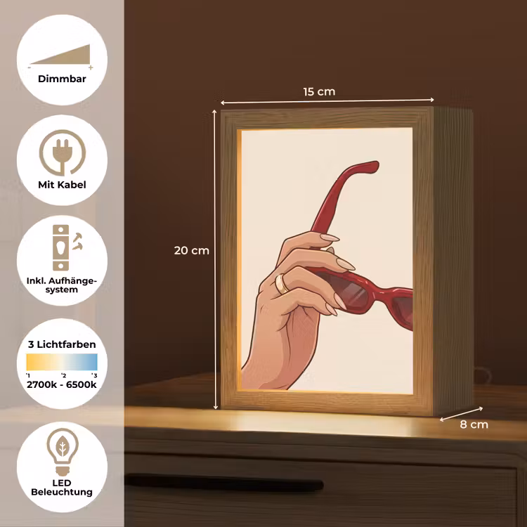Personalisierte Lightbox - Frau – Sonnenbrille – Mode – Rot – Illustration — 6