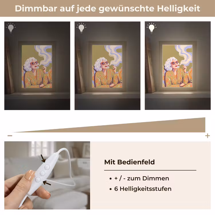 Personalisierte Lightbox - Frau – Sonnenbrille – Porträt – Modern – Farbenfroh - Vrouw - Zonnebril - Portret - Modern - Kleurrijk Light Box met kabel (Tafellamp) klein