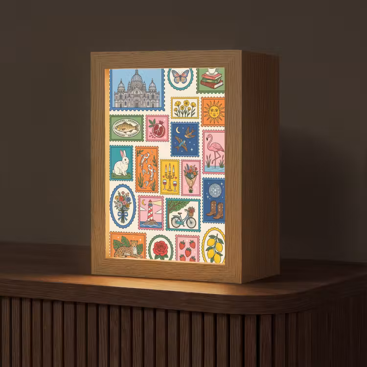 Gebouw - Koepel - Architectuur - Klassiek - Grijs Light Box met kabel (Tafellamp) klein -z3d_website