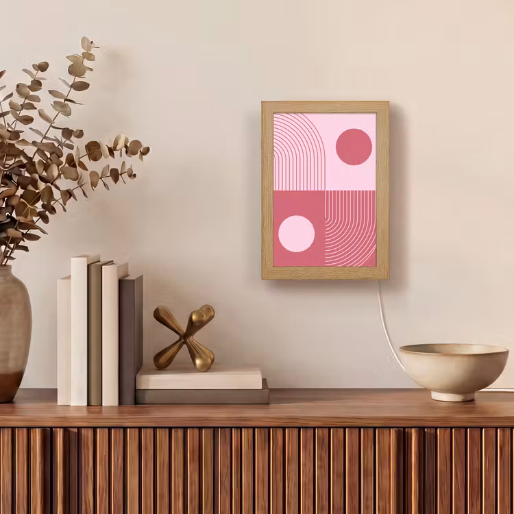 Personalisierte Lightbox - Geometrie – Muster – Abstrakt – Rosa – Modern - Geometrie - Patroon - Abstract - Roze - Modern Light Box met kabel (Tafellamp) klein