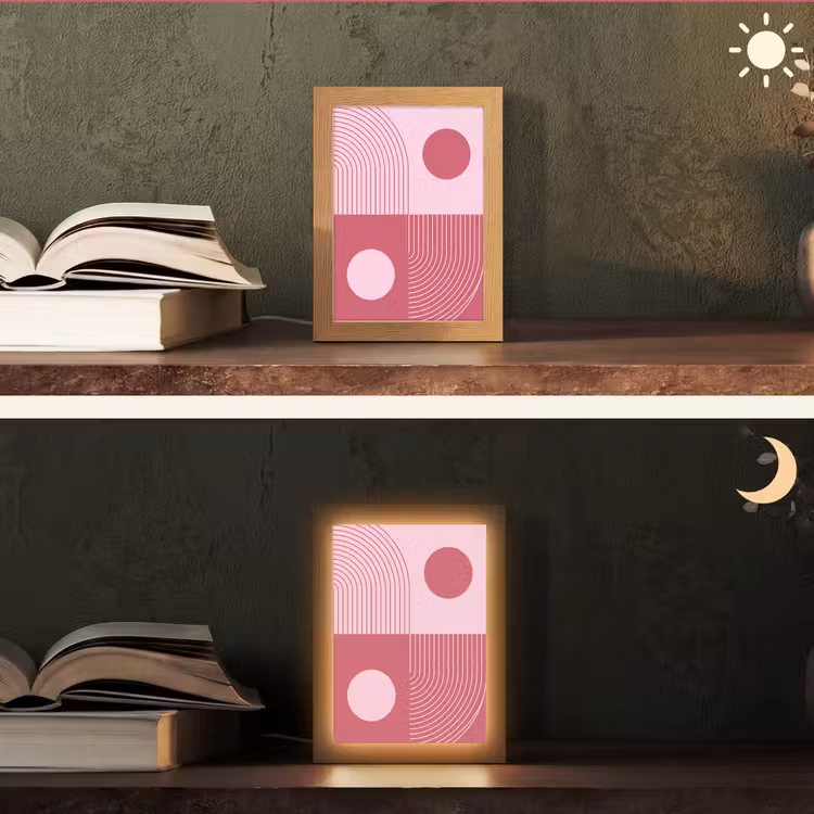 Personalisierte Lightbox - Geometrie – Muster – Abstrakt – Rosa – Modern - Geometrie - Patroon - Abstract - Roze - Modern Light Box met kabel (Tafellamp) klein