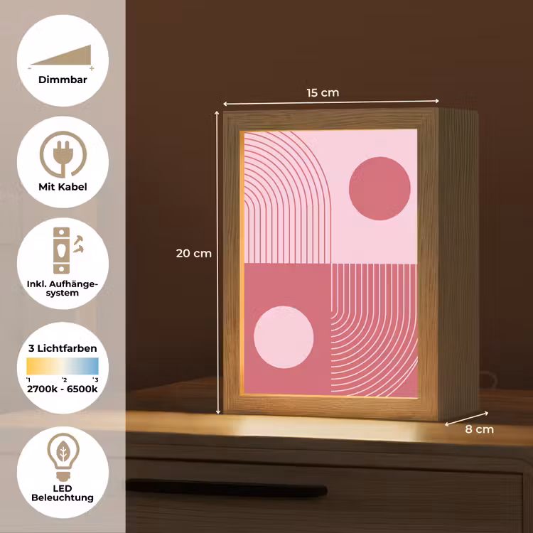 Personalisierte Lightbox - Geometrie – Muster – Abstrakt – Rosa – Modern - Geometrie - Patroon - Abstract - Roze - Modern Light Box met kabel (Tafellamp) klein