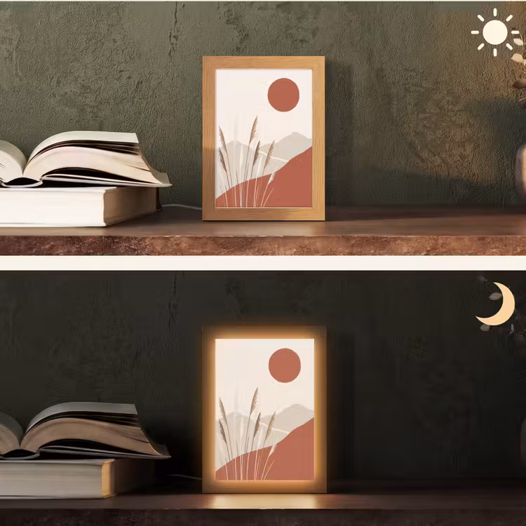 Gras - Landschap - Natuur - Abstract - Beige Light Box met kabel (Tafellamp) klein -sfeer3