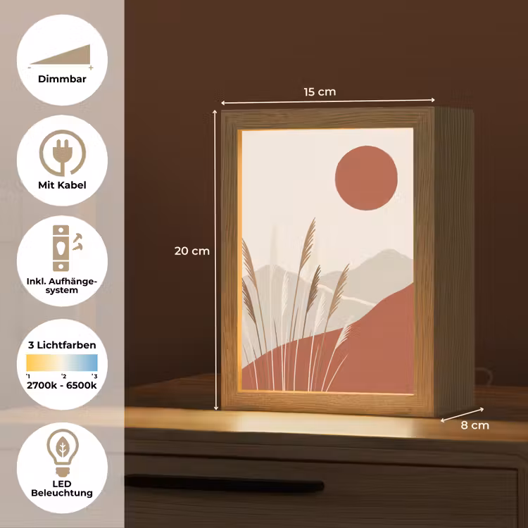 Gras - Landschap - Natuur - Abstract - Beige Light Box met kabel (Tafellamp) klein -USP_DE
