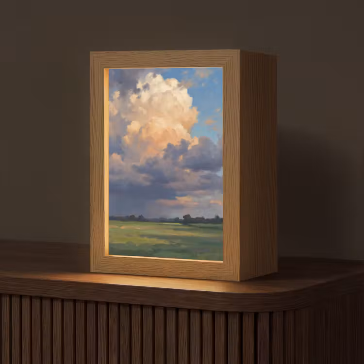 Lucht - Wolken - Landschap - Modern - Oranje Light Box met kabel (Tafellamp) klein -z3d_website