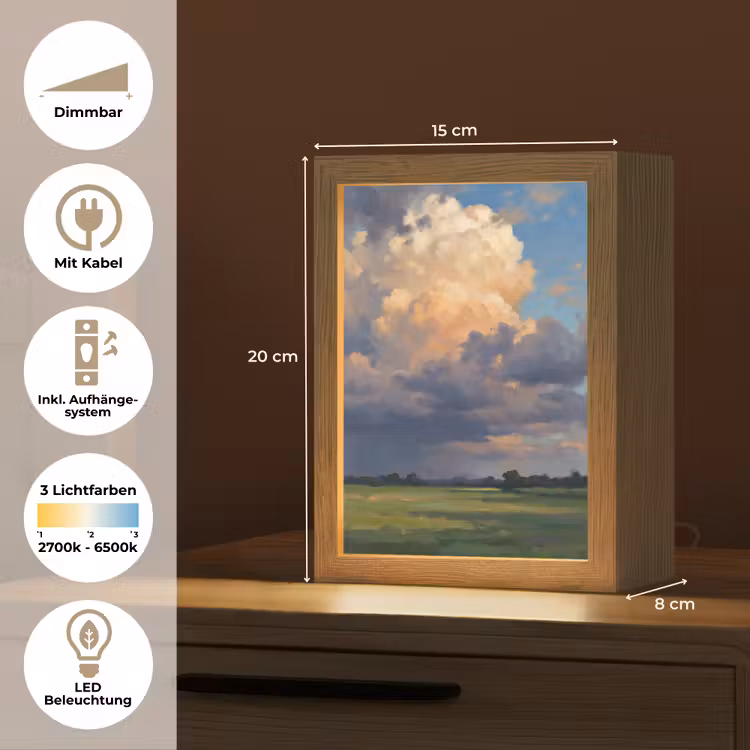 Lucht - Wolken - Landschap - Modern - Oranje Light Box met kabel (Tafellamp) klein -USP_DE