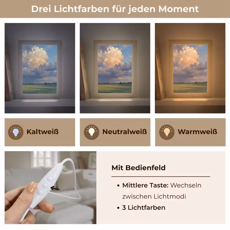 Lucht - Wolken - Landschap - Modern - Oranje Light Box met kabel (Tafellamp) klein -USP_lichtkleurDE