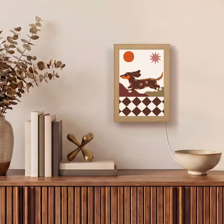Personalisierte Lightbox - Hund – Abstrakt – Tiere – Modern – Braun - Hond - Abstract - Dieren - Modern - Bruin Light Box met kabel (Tafellamp) klein