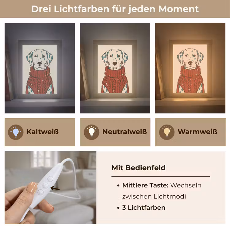 Personalisierte Lightbox - Hund – Pullover – Winter – Tiere – Rot - Hond - Trui - Winter - Dieren - Rood Light Box met kabel (Tafellamp) klein