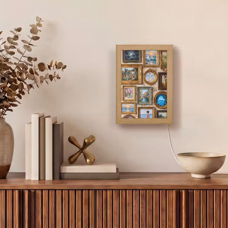 Interieur - Kunst - Collectie - Klassiek - Goud Light Box met kabel (Tafellamp) klein -sfeer2