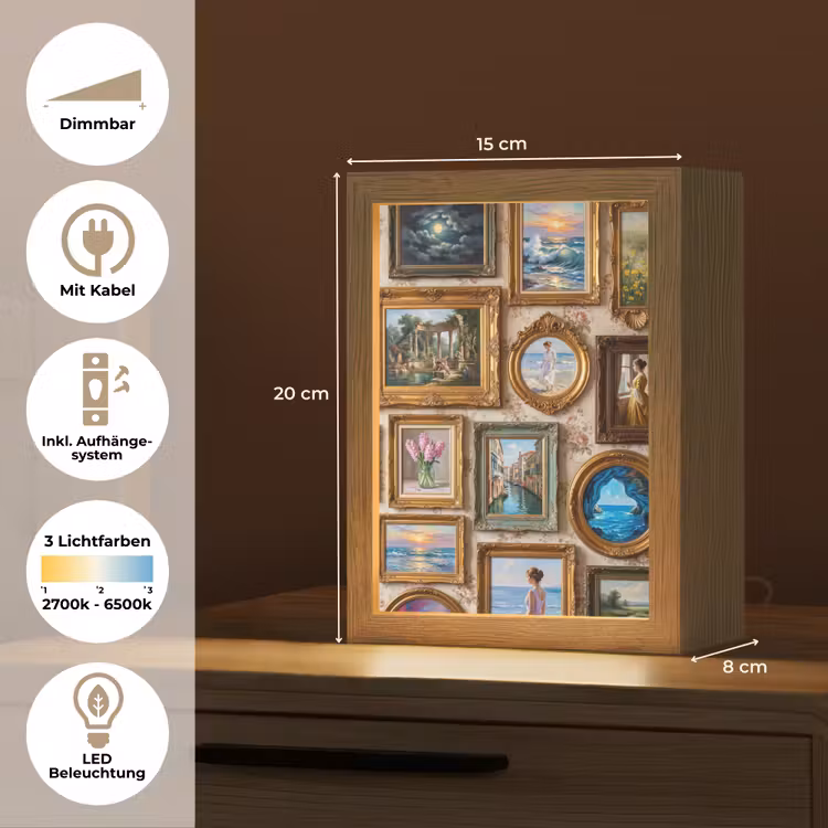 Interieur - Kunst - Collectie - Klassiek - Goud Light Box met kabel (Tafellamp) klein -USP_DE