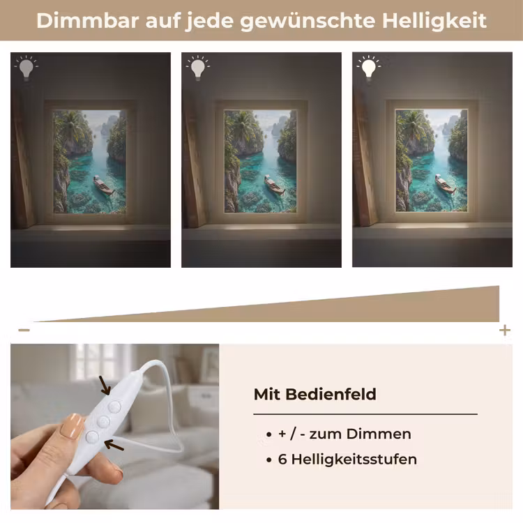 Personalisierte Lightbox - Insel – Tropisch – Wasser – Palmen – Natur - Eiland - Tropisch - Water - Palmbomen - Natuur Light Box met kabel (Tafellamp) klein