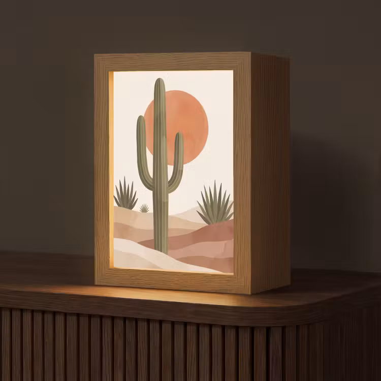 Cactus - Duinen - Modern - Landschap - Groen Light Box met kabel (Tafellamp) klein -z3d_website