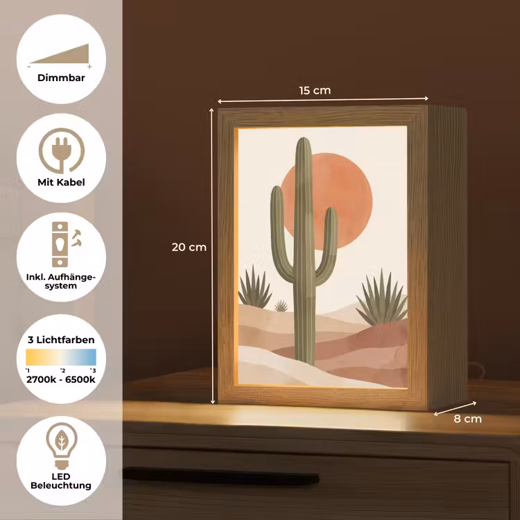 Cactus - Duinen - Modern - Landschap - Groen Light Box met kabel (Tafellamp) klein -USP_DE