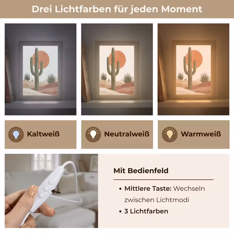Cactus - Duinen - Modern - Landschap - Groen Light Box met kabel (Tafellamp) klein -USP_lichtkleurDE