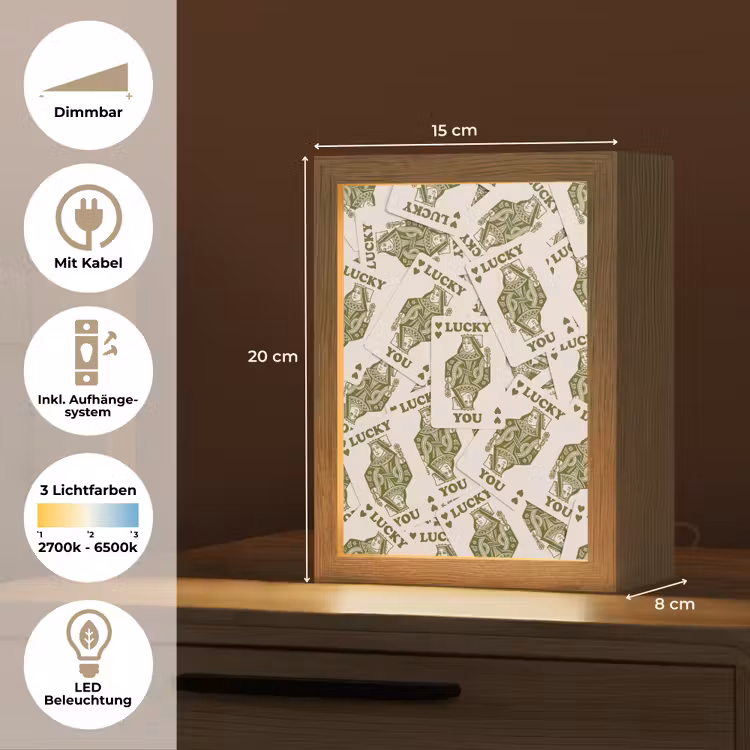 Personalisierte Lightbox - Karten – Königin – Muster – Grün – Spiel - Kaarten - Koningin - Patroon - Groen - Spel Light Box met kabel (Tafellamp) klein