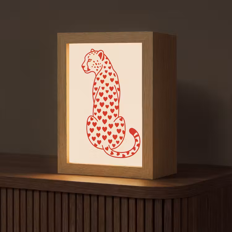 Personalisierte Lightbox - Katze – Herzen – Tiere – Modern – Rot - Kat - Harten - Dieren - Modern - Rood Light Box met kabel (Tafellamp) klein