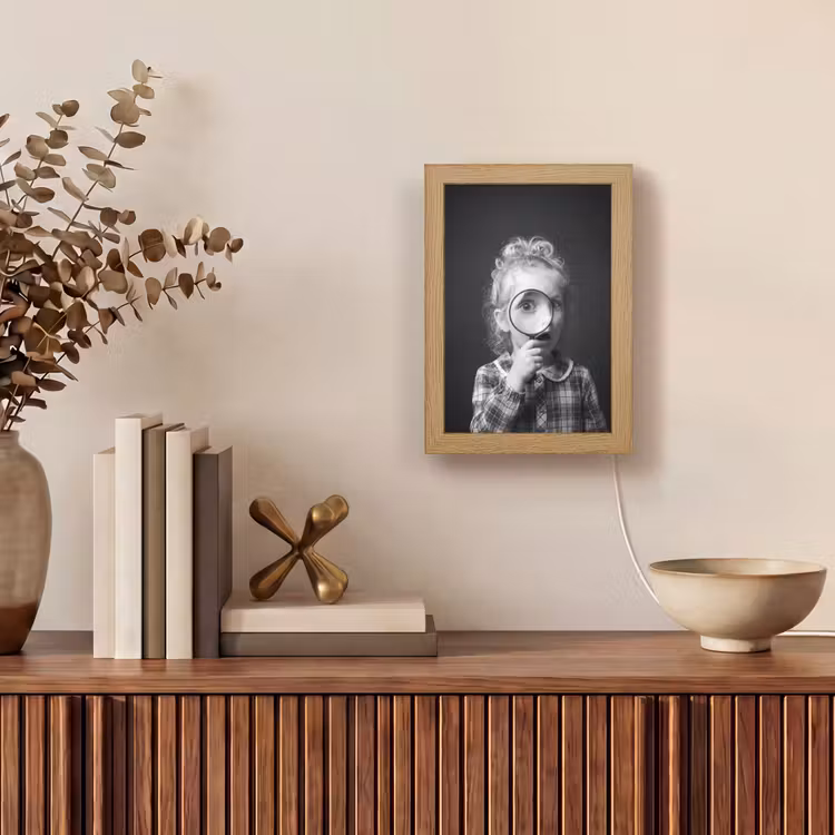 Kind - Vergrootglas - Portret - Zwart-wit Light Box met kabel (Tafellamp) klein -sfeer2