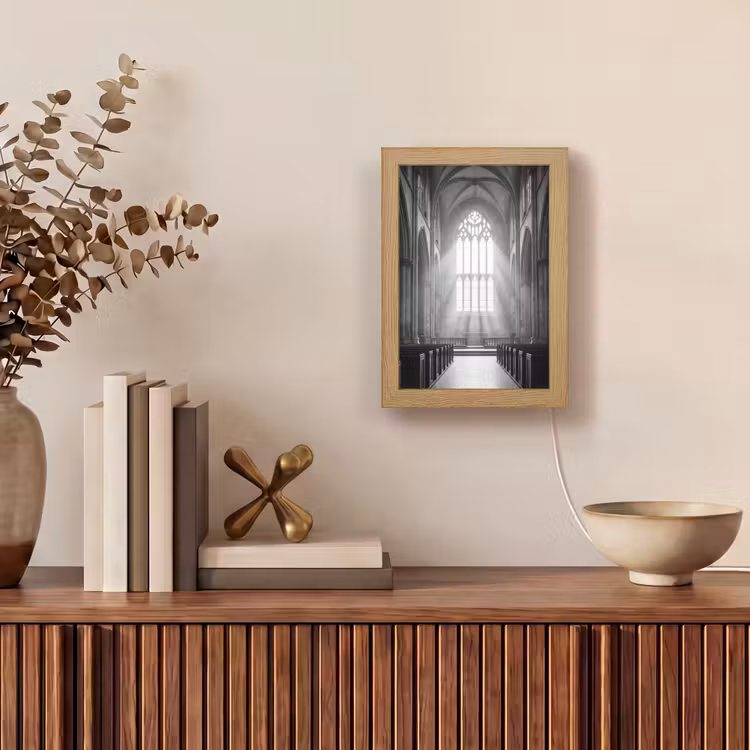 Kerk - Interieur - Lichtstralen - Architectuur - Klassiek Light Box met kabel (Tafellamp) klein -sfeer2